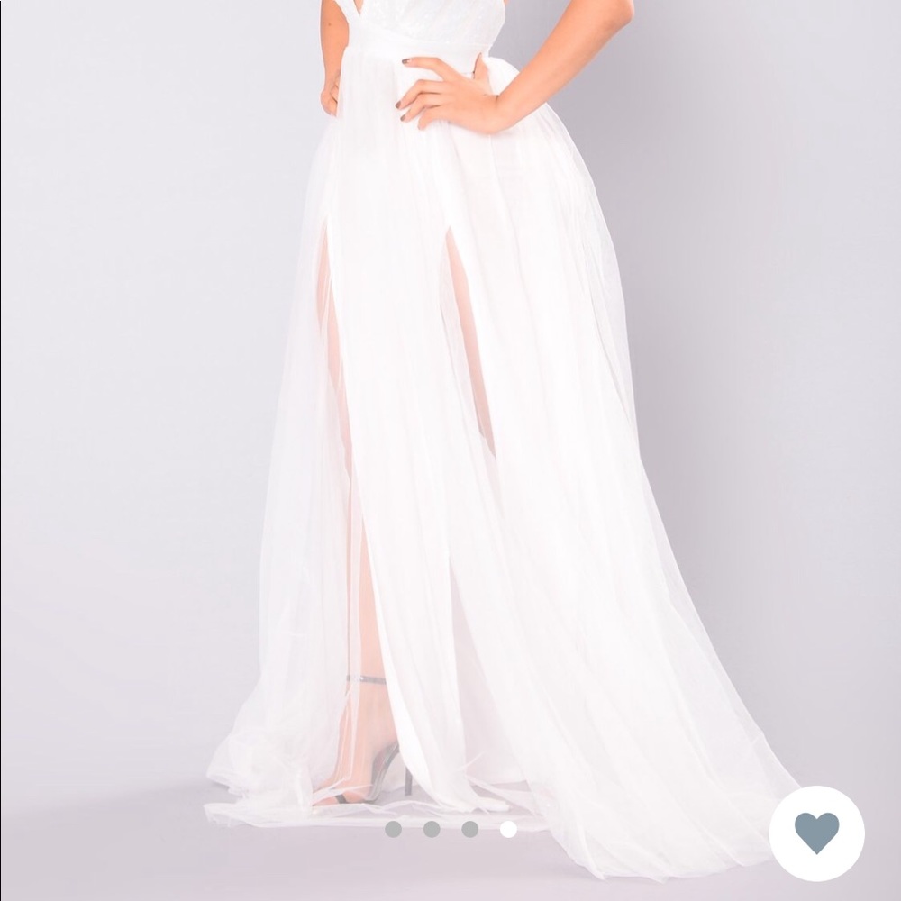 Fashion Nova majestic sequin dress-white